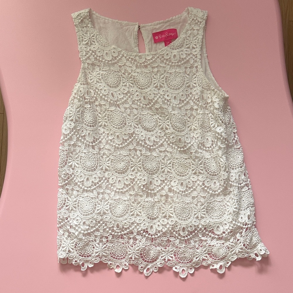 Lilly Pulitzer for Target White Crochet Lace Sleeveless Top